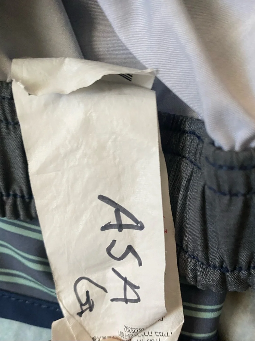 Quiksilver Boys' Navy and Light Aqua Striped Swim Trunks